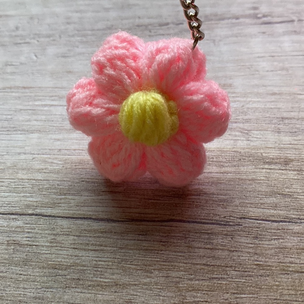 Handmade Crochet Flower Keychain - Picture 3 of 5